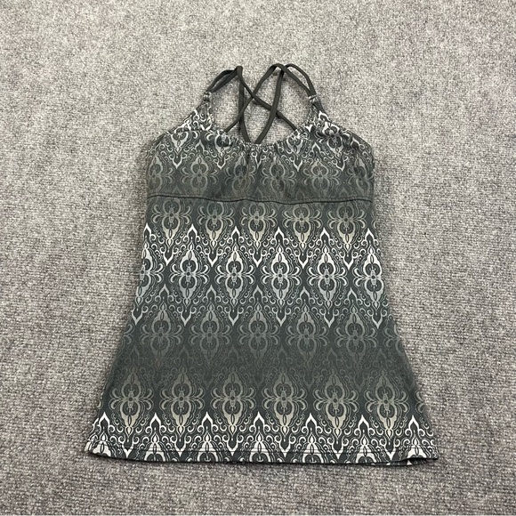 PRANA Women’s Black/Grey Workout Top Athletic strappy back built-in bra size XS - Picture 1 of 6